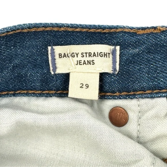 Madewell Baggy Straight Jeans in Dark Worn Indigo Wash sz 29 - Picture 9 of 13